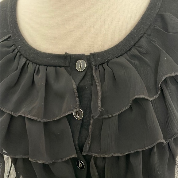 Black Ruffle Cardigan - Picture 2 of 5